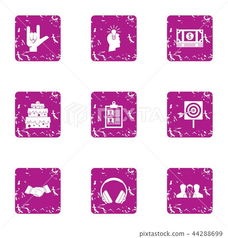 Celebratory mood icons set, grunge style Celebratory mood icons set, grunge style 44288699