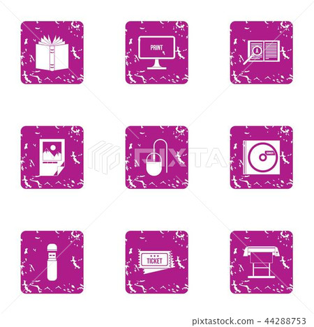 Distraction icons set, grunge style 44288753