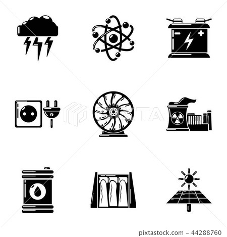Energy source icons set, simple style Energy source icons set, simple style 44288760