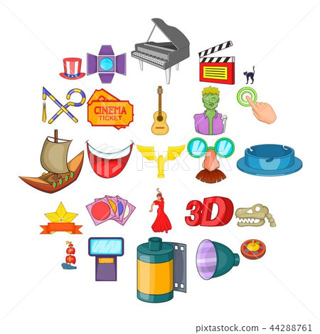Picture show icons set, cartoon style Picture show icons set, cartoon style 44288761