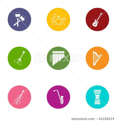 Musical collective icons set, flat style 44288814