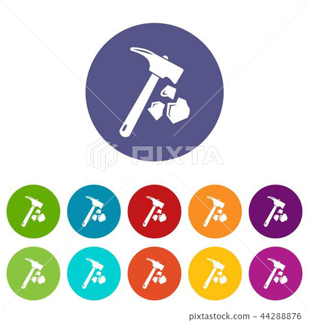 Minning hand hammer icons set vector color 44288876