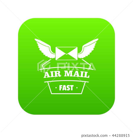 Air mail icon green vector 44288915