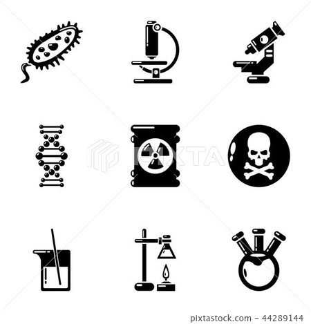 Study biochemistry icons set, simple style 44289144