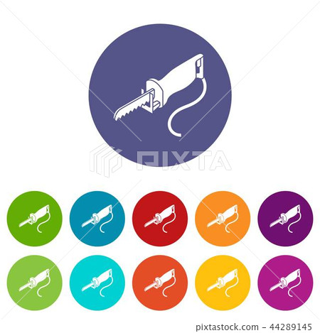 Electric pole saw icons set vector color Electric pole saw icons set vector color 44289145