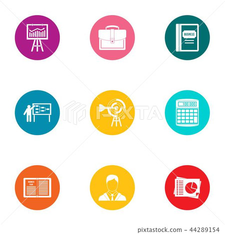 Economic training icons set, flat style 44289154
