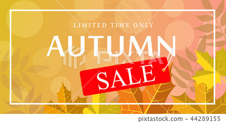 Limited time autumn sale banner horizontal, flat style 44289155