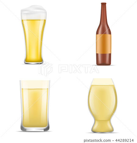 German beer icon set, realistic style German beer icon set, realistic style 44289214