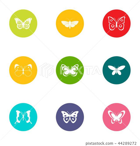Insects flying icons set, flat style Insects flying icons set, flat style 44289272