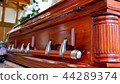funeral casket in a hearse or chapel 44289374