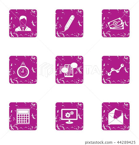Business involvement icons set, grunge style Business involvement icons set, grunge style 44289425