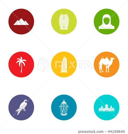 Beachhead icons set, flat style 44289640