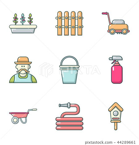 Construction of the home icons set, cartoon style Construction of the home icons set, cartoon style 44289661