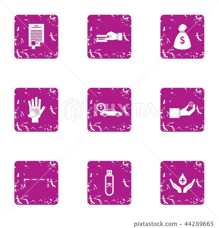 Memorandum icons set, grunge style Memorandum icons set, grunge style 44289665