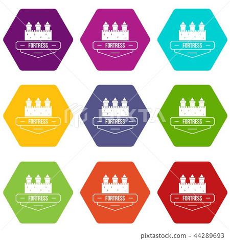 Luxury fortress icons set 9 vector 44289693