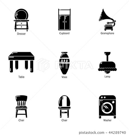 Lodge icons set, simple style Lodge icons set, simple style 44289740