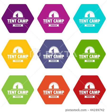 Tent camp icons set 9 vector Tent camp icons set 9 vector 44289742