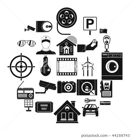 Surveillance cameras icons set, simple style Surveillance cameras icons set, simple style 44289743