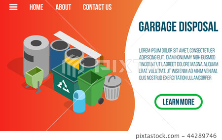 Garbage disposal concept banner, isometric style Garbage disposal concept banner, isometric style 44289746