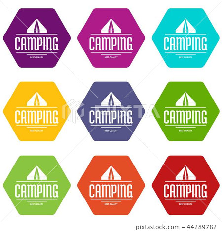 Best camping icons set 9 vector Best camping icons set 9 vector 44289782