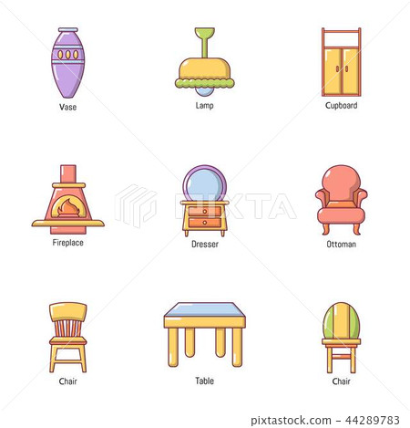 Outside the town icons set, cartoon style Outside the town icons set, cartoon style 44289783