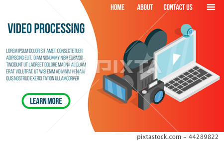 Video processing concept banner, isometric style Video processing concept banner, isometric style 44289822