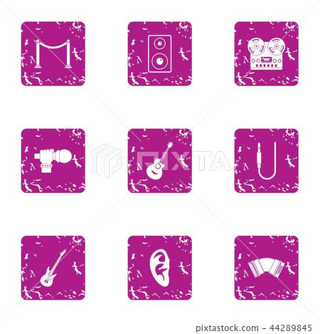 Hitch icons set, grunge style Hitch icons set, grunge style 44289845
