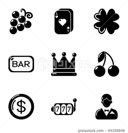 Gambling institution icons set, simple style Gambling institution icons set, simple style 44289846