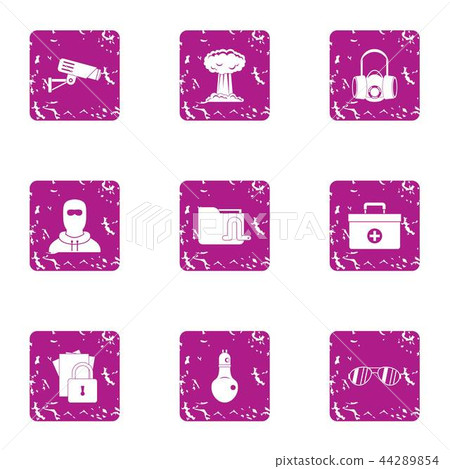 Arrest of observer icons set, grunge style Arrest of observer icons set, grunge style 44289854