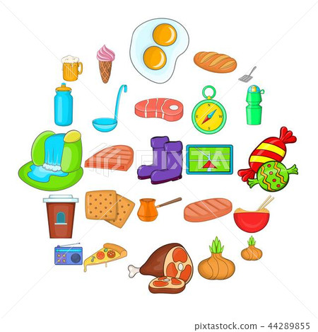 Wilderness area icons set, cartoon style 44289855