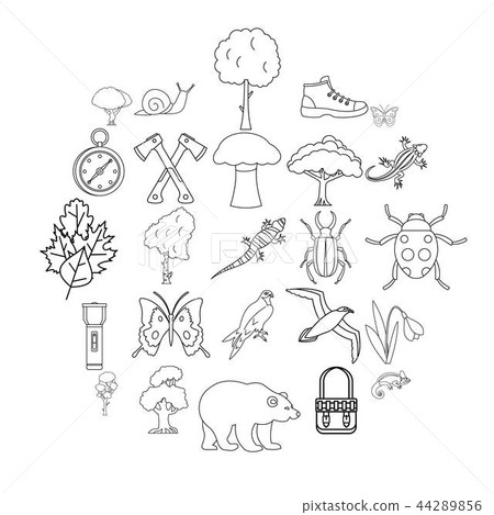 Dangerous territory icons set, outline style 44289856