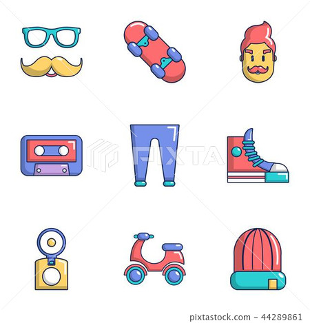 Hipster environment icons set, cartoon style Hipster environment icons set, cartoon style 44289861