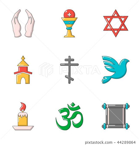 Faith icons set, cartoon style Faith icons set, cartoon style 44289864