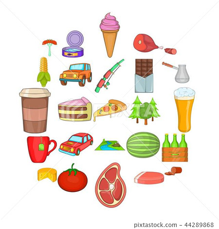 Impenetrable terrain icons set, cartoon style Impenetrable terrain icons set, cartoon style 44289868