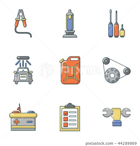 Autorepair icons set, cartoon style Autorepair icons set, cartoon style 44289869