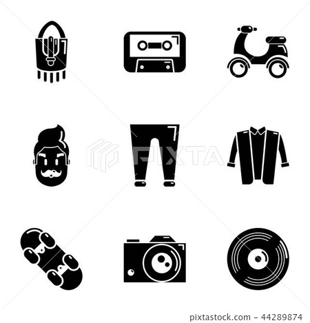 Beat icons set, simple style Beat icons set, simple style 44289874