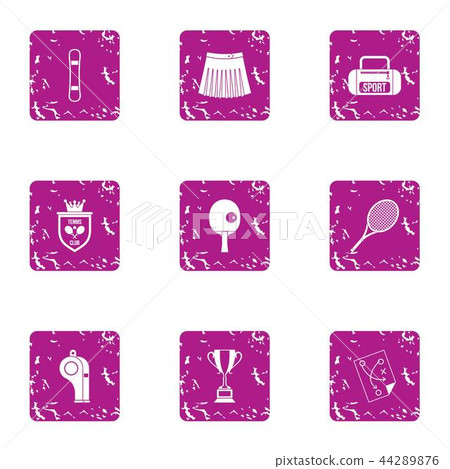 Lawn tennis icons set, grunge style 44289876