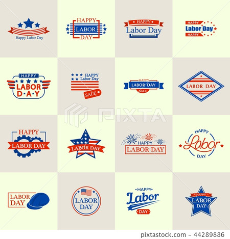Labor day logo set, flat style Labor day logo set, flat style 44289886