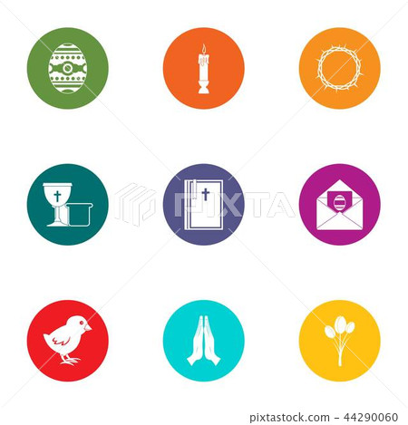 Betrothal icons set, flat style 44290060