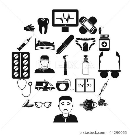 Care of relatives icons set, simple style 44290063