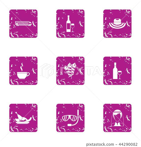 Mexican wedding icons set, grunge style 44290082