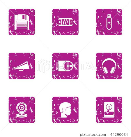 Write data icons set, grunge style Write data icons set, grunge style 44290084
