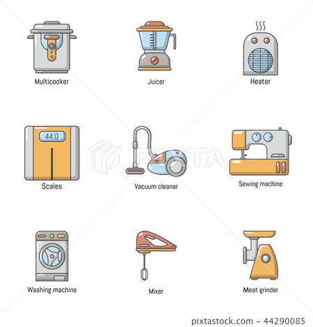 Domestic life icons set, cartoon style Domestic life icons set, cartoon style 44290085