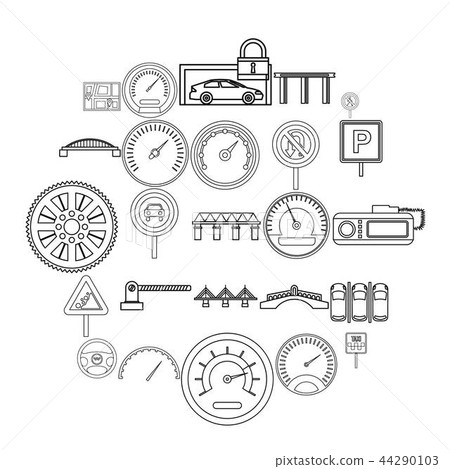 Asphalt icons set, outline style Asphalt icons set, outline style 44290103