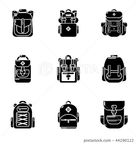 Packsack icons set, simple style Packsack icons set, simple style 44290122