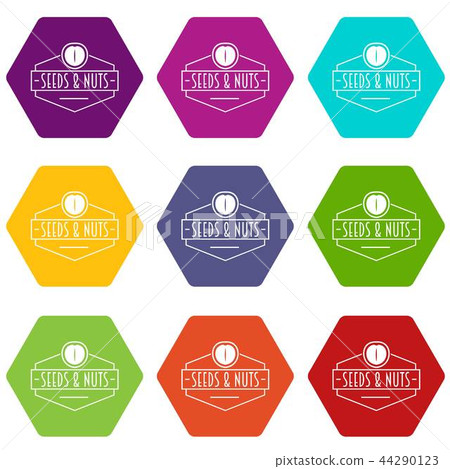 Nut and seed emblem icons set 9 vector Nut and seed emblem icons set 9 vector 44290123