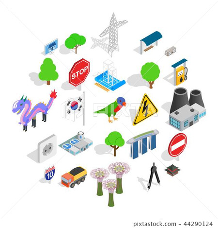 Roadside icons set, isometric style 44290124