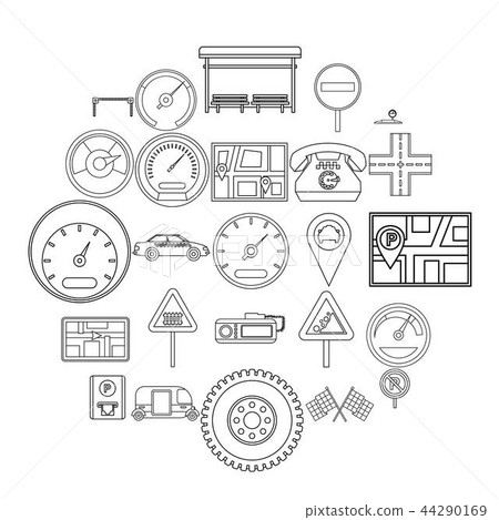 Engine icons set, outline style 44290169