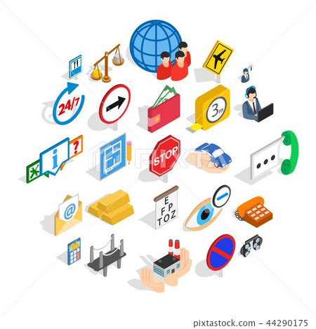 Look after icons set, isometric style 44290175