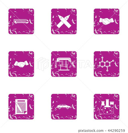 Chemical chaos icons set, grunge style 44290259